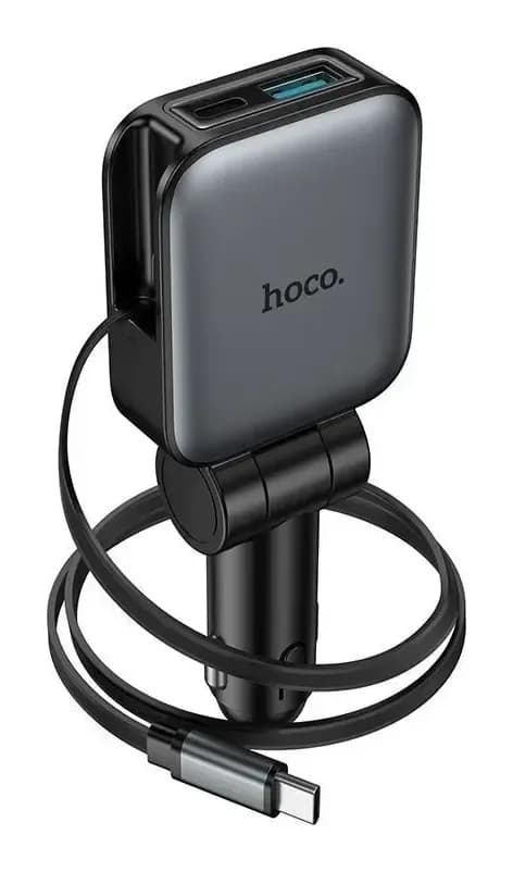 Автомобильное зарядное устройство Hoco Z67 + кабель (металлик)