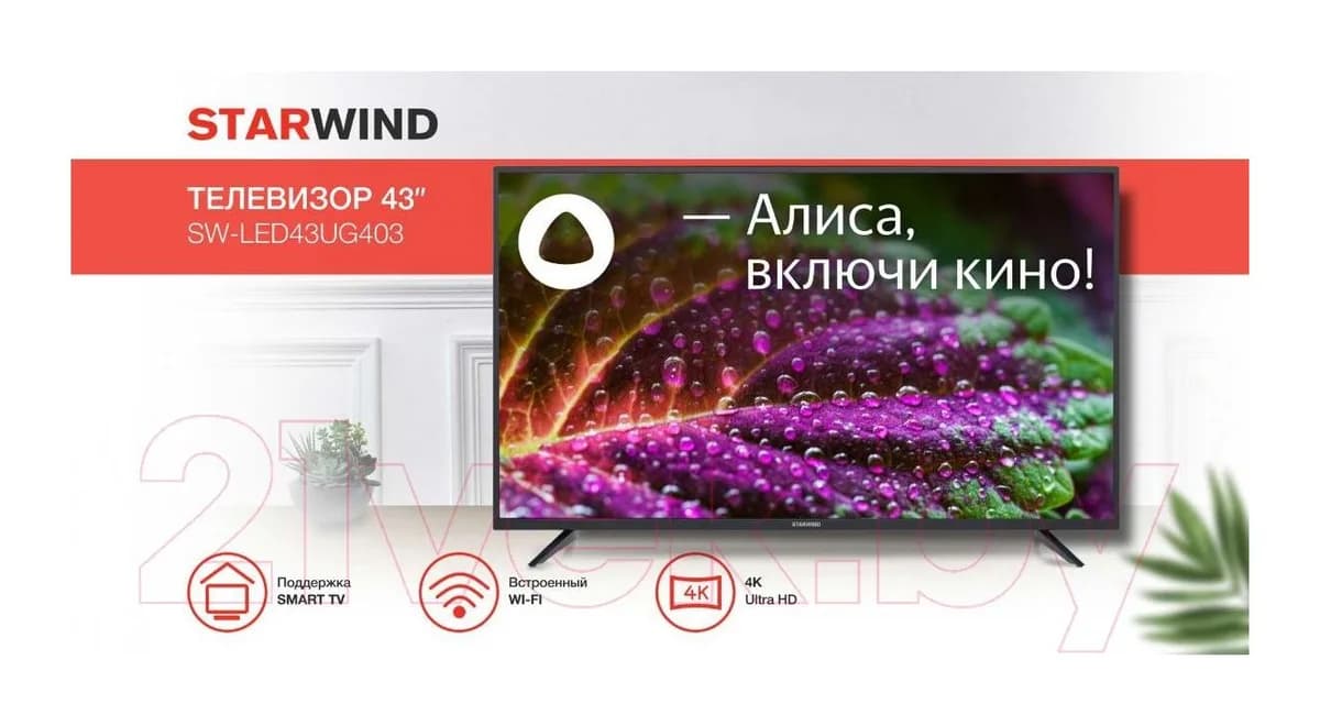 Телевизор StarWind 43" UG403 SW-LED43UG403 (черный)