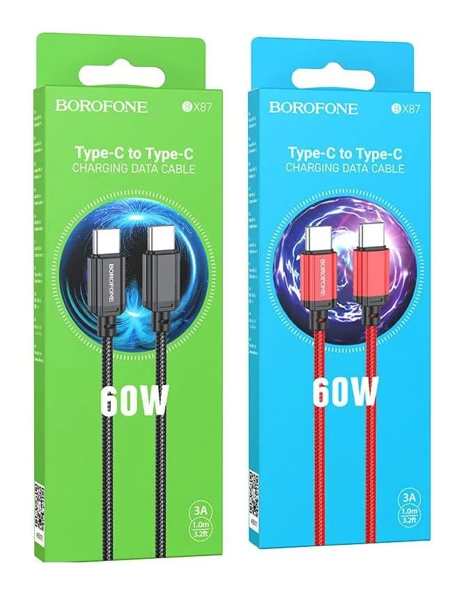Зарядный кабель Borofone BX87 Type-C to Type-C 60W (1м, красный)