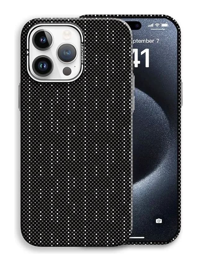Чехол-накладка Luxo С MagSafe Карбоновая рябь J279 для Apple iPhone 15 Pro (серый)