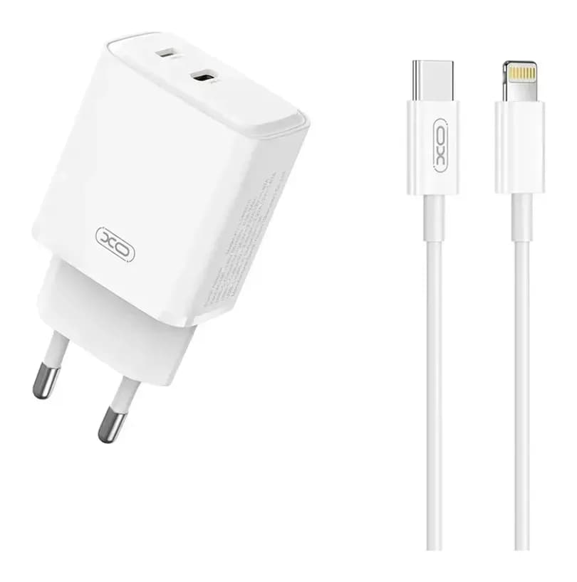 Зарядное устройство сетевое XO USB-C+L 20 Вт C-iP L145-C (с кабелем)