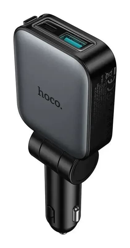 Автомобильное зарядное устройство Hoco Z67 + кабель (металлик)