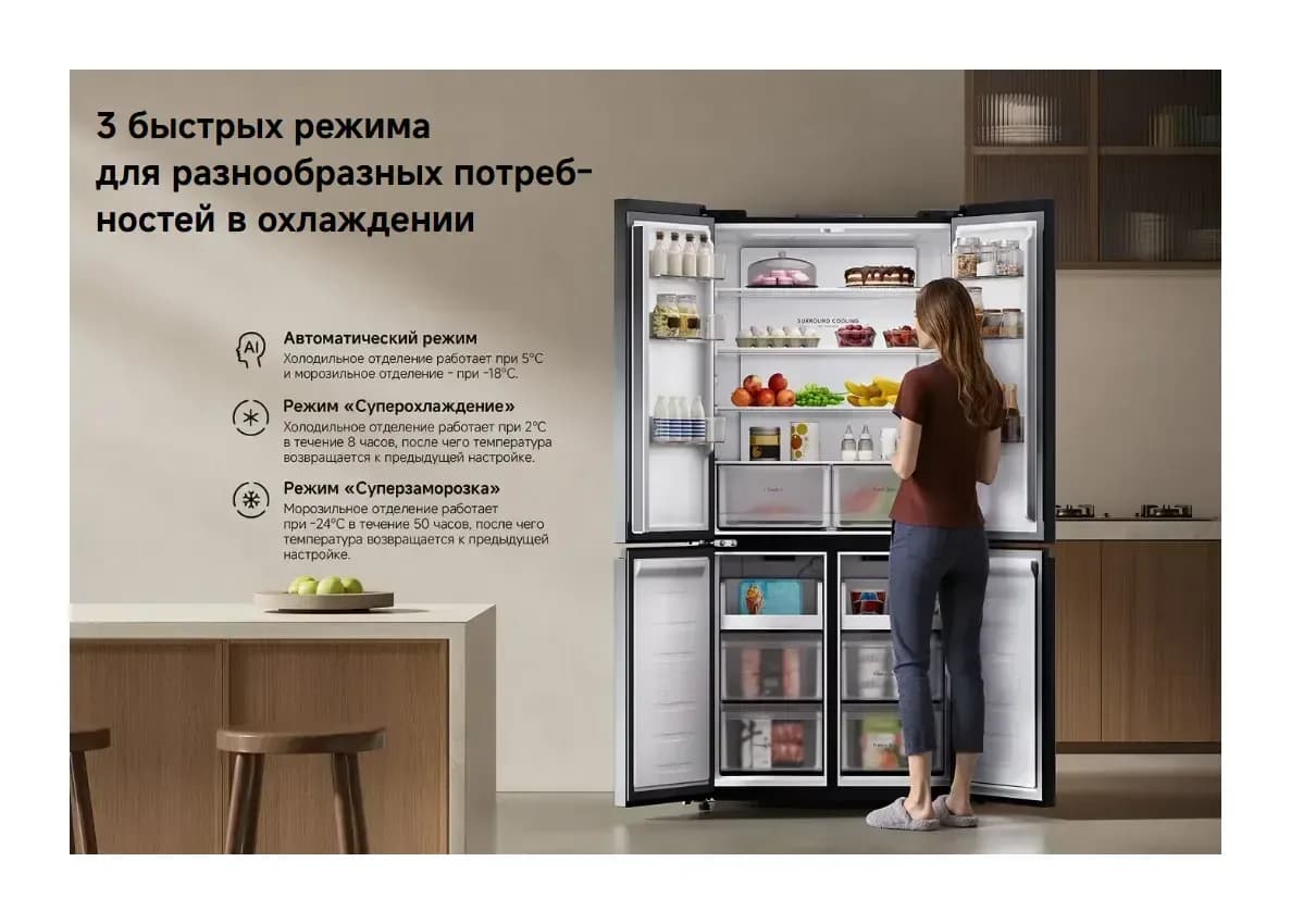 Холодильник с морозильником Xiaomi Mijia Refrigerator Cross Door 451L