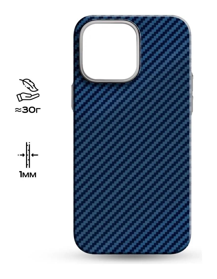 Чехол-накладка Luxo Карбоновые полосы J164 для iPhone 15 Pro Max (синий)