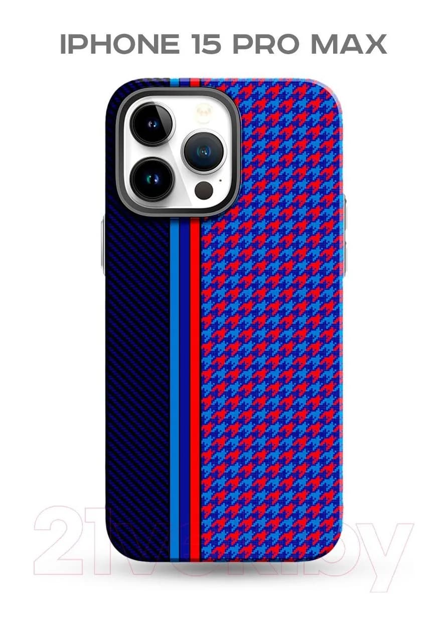 Чехол-накладка Luxo Престижные ромбы J246 для iPhone 15 Pro Max (черный/фиолетовый)