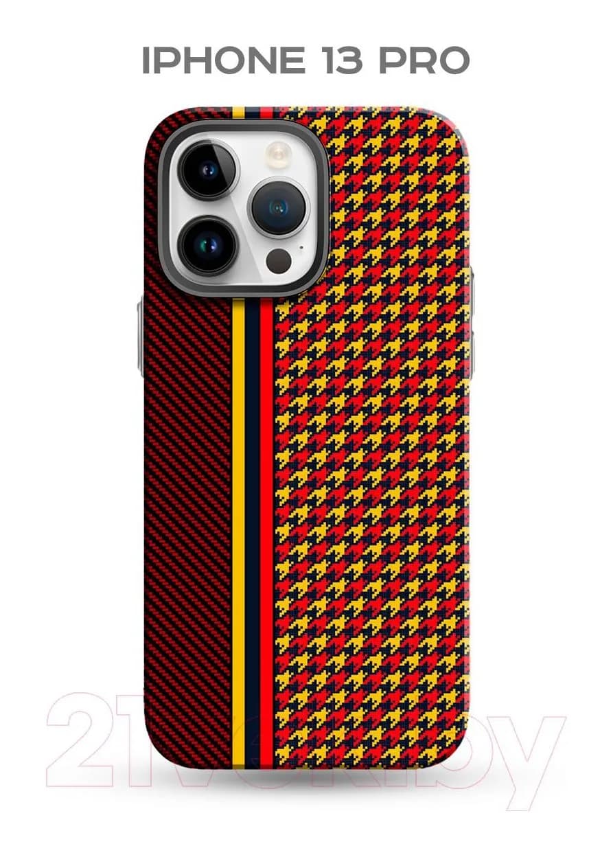Чехол-накладка Luxo Престижные ромбы J247 для iPhone 13 Pro (коричневый/золото)