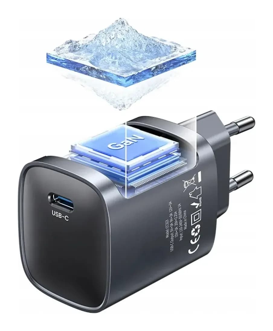 Адаптер питания сетевой Usams 45W GaN Fast Charger / CC323TC01 (серый)