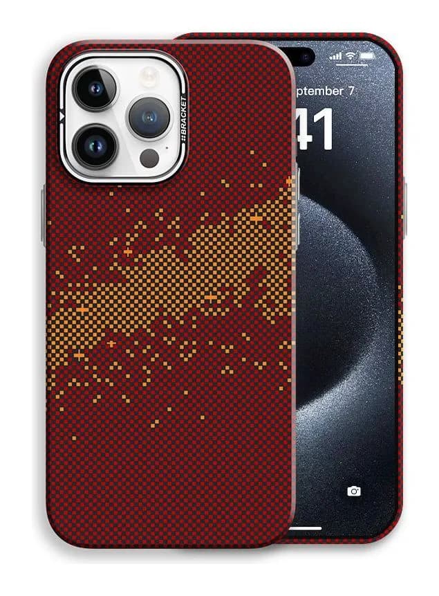 Чехол-накладка Luxo С MagSafe Карбоновая рябь J277 для Apple iPhone 15 Pro (бордовый)