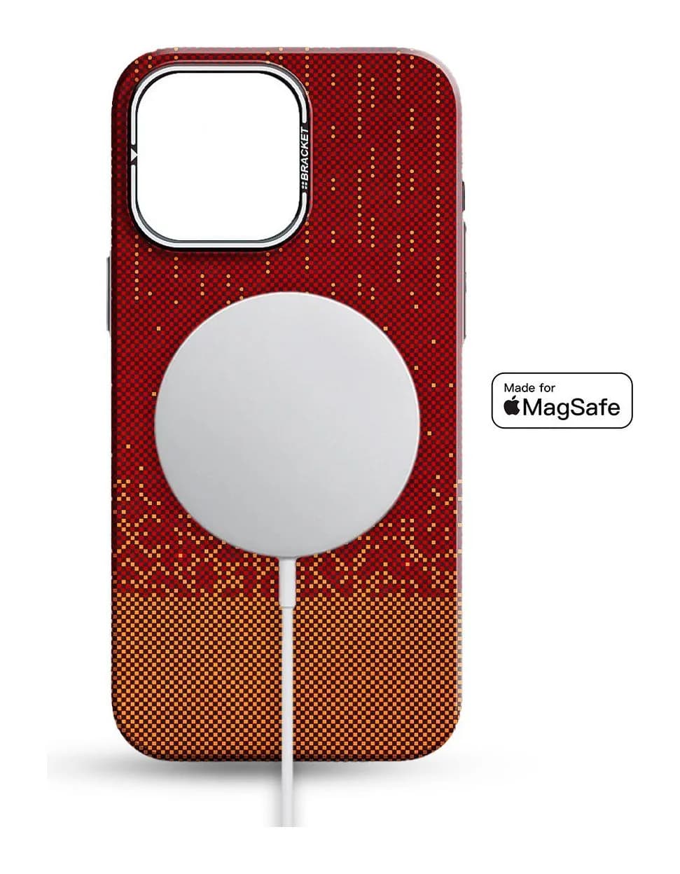 Чехол-накладка Luxo С MagSafe Карбоновый дождь LF78 для Apple iPhone 15 Pro (красный)