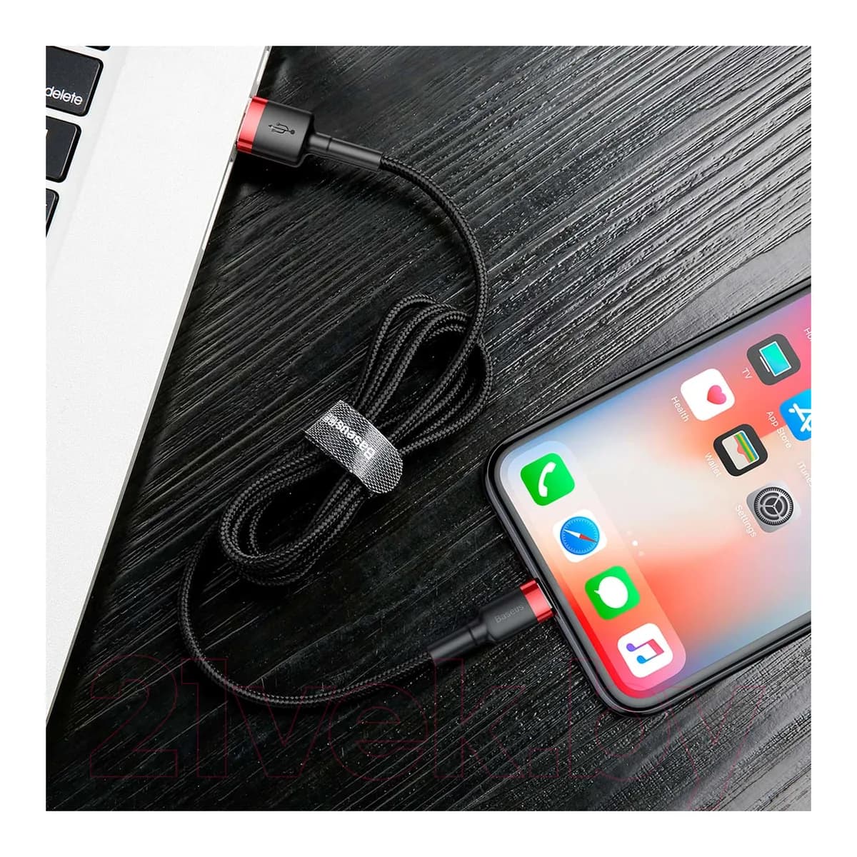 Зарядный кабель Baseus Cafule Lightning 2.4A / CALKLF-B19 (1м, красный/черный)