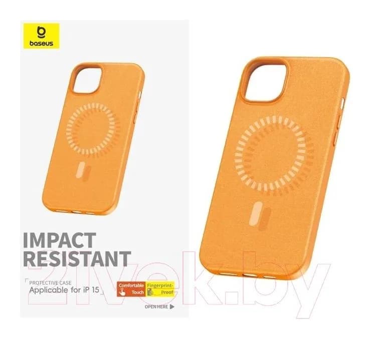 Чехол-накладка Baseus Fauxther для iPhone 15 / 660152094B (оранжевый)