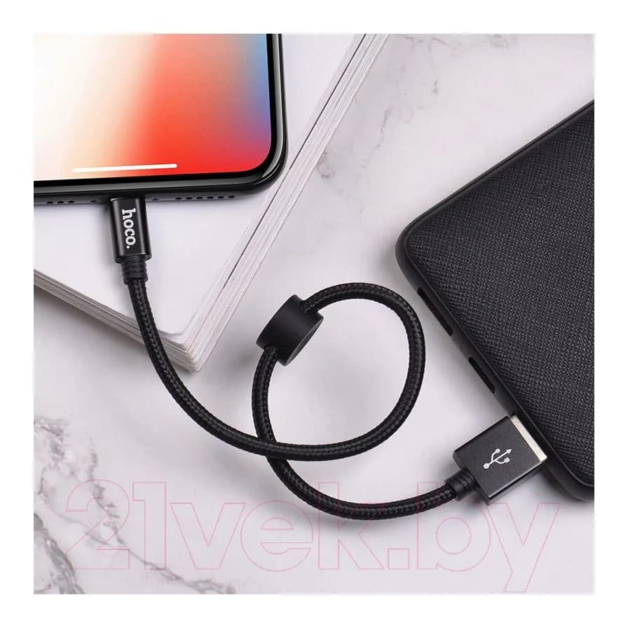 Зарядный кабель Hoco X35 AM-8pin Lightning (0.25м, черный)