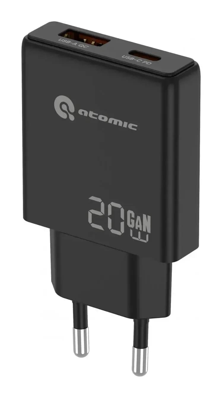 Зарядное устройство сетевое Atomic Blade G203 GAN 20W 2-порта USB (A+C) с кабелем USB (С-С) (1м)