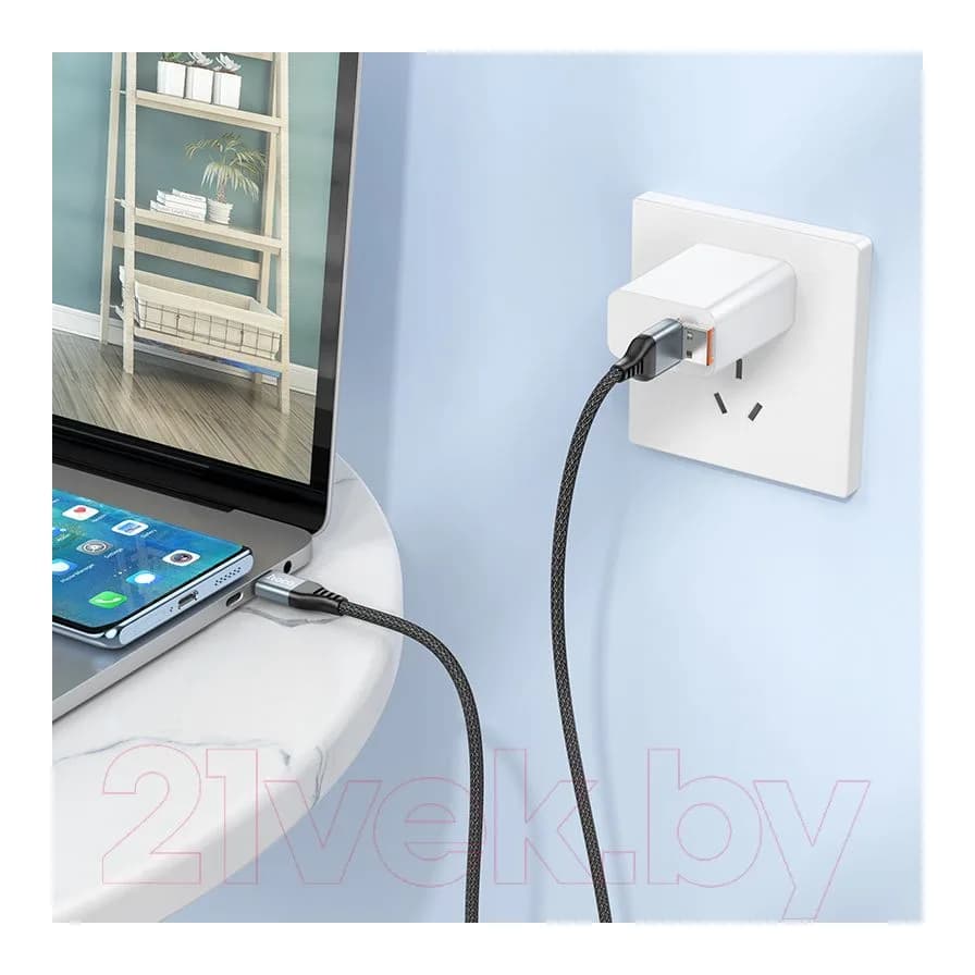 Зарядный кабель Hoco U128 2в1 USB/Type-C to Type-C (черный)