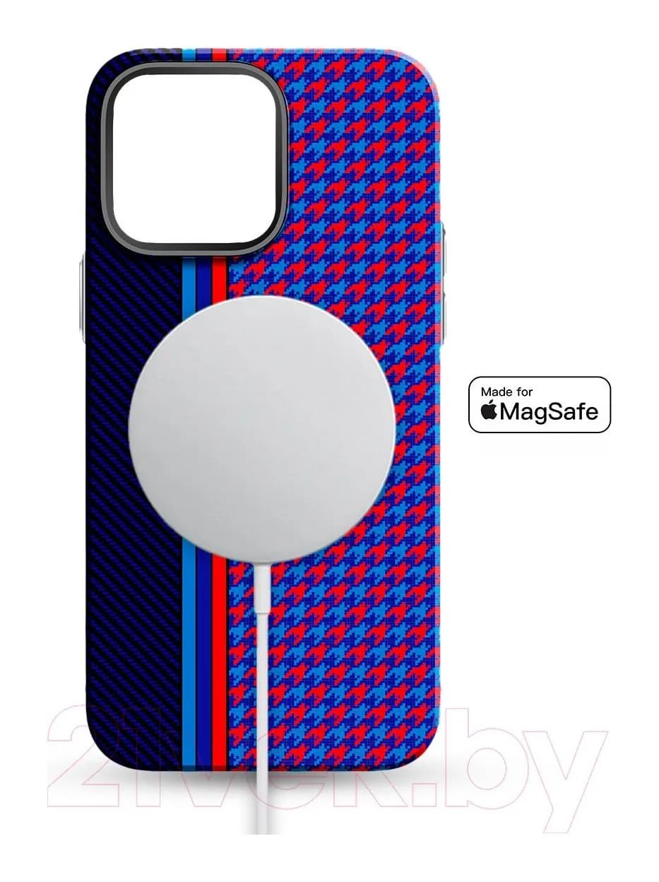 Чехол-накладка Luxo Престижные ромбы J246 для iPhone 13 Pro (черный/фиолетовый)