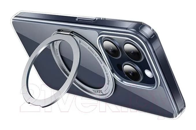 Чехол-накладка Hoco AS1 для iPhone 15 Pro магнитный с кольцом (прозрачный)