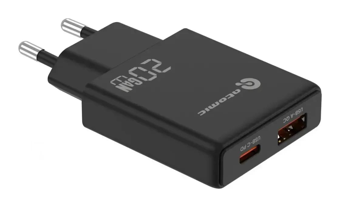 Зарядное устройство сетевое Atomic Blade G203 GAN 20W 2-порта USB (A+C) с кабелем USB (С-С) (1м)