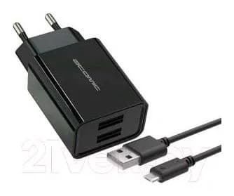 Зарядное устройство сетевое Atomic U400 (черный, с кабелем microUSB)