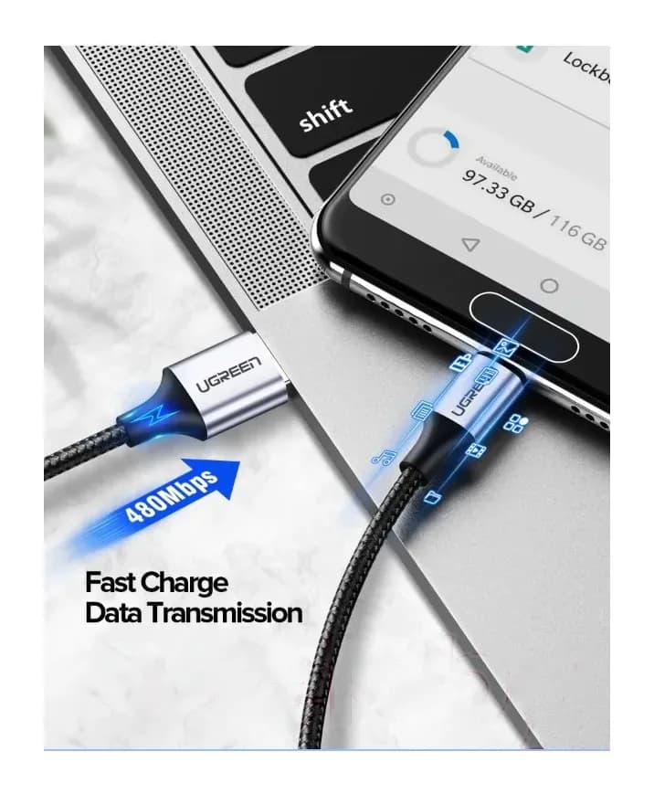 Зарядный кабель Ugreen US288 / 60126 (1м, черный)
