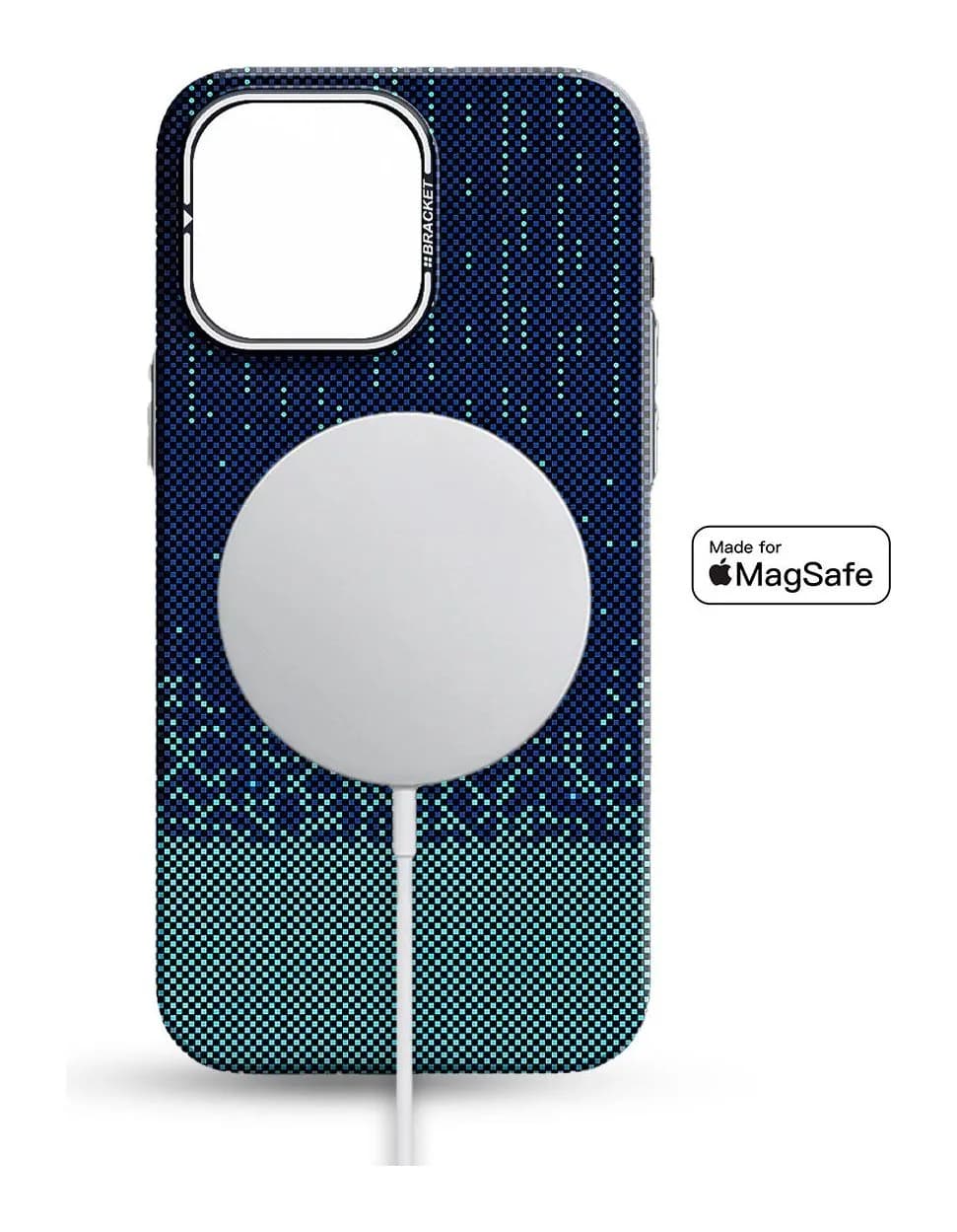 Чехол-накладка Luxo С MagSafe Карбоновый дождь LF77 для Apple iPhone 15 Pro (синий)