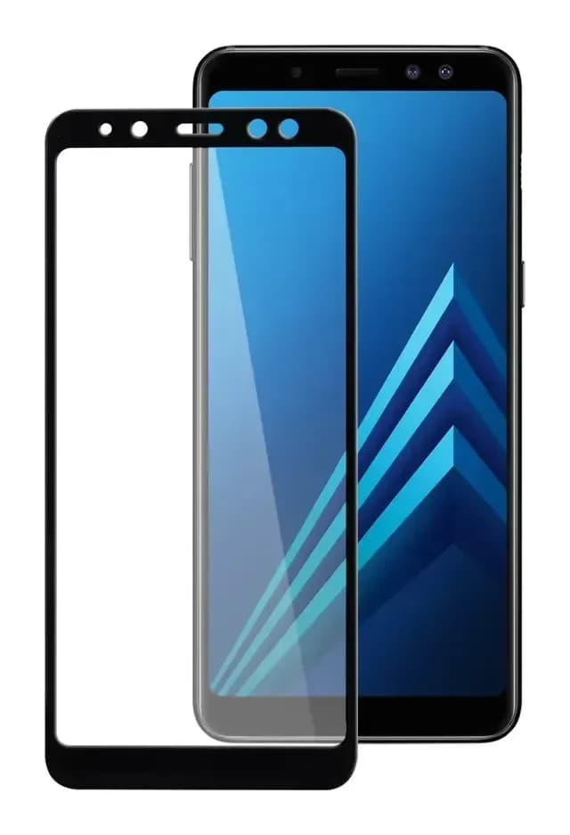 Защитное стекло для телефона Case Full Screen для Galaxy A8 2018 (черный/глянец)