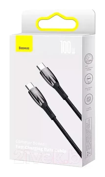 Зарядный кабель Baseus Glimmer Series Fast Charging Type-C to Type-C / CADH000801 (2м, черный)