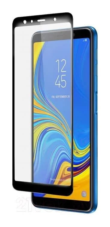 Защитное стекло для телефона Case Full Glue для Galaxy A7 (2018) (черный глянец)