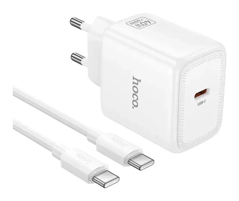 Зарядное устройство сетевое Hoco N83 + кабель Type-C-Type-C (белый)
