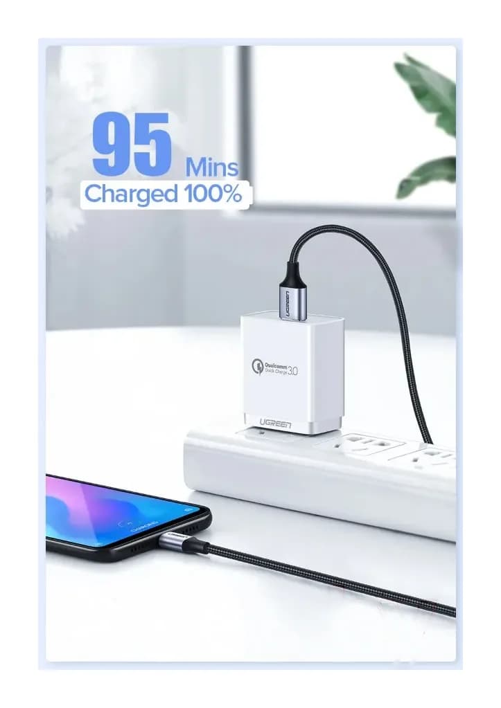 Зарядный кабель Ugreen US288 / 60126 (1м, черный)