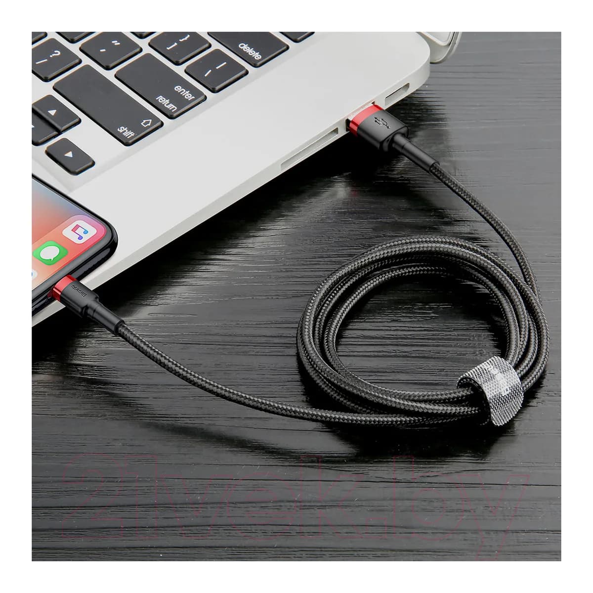 Зарядный кабель Baseus Cafule Lightning 2.4A / CALKLF-B19 (1м, красный/черный)
