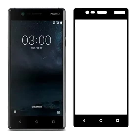 Защитное стекло для телефона Case Full Screen, для Nokia 3 глянец (черный)