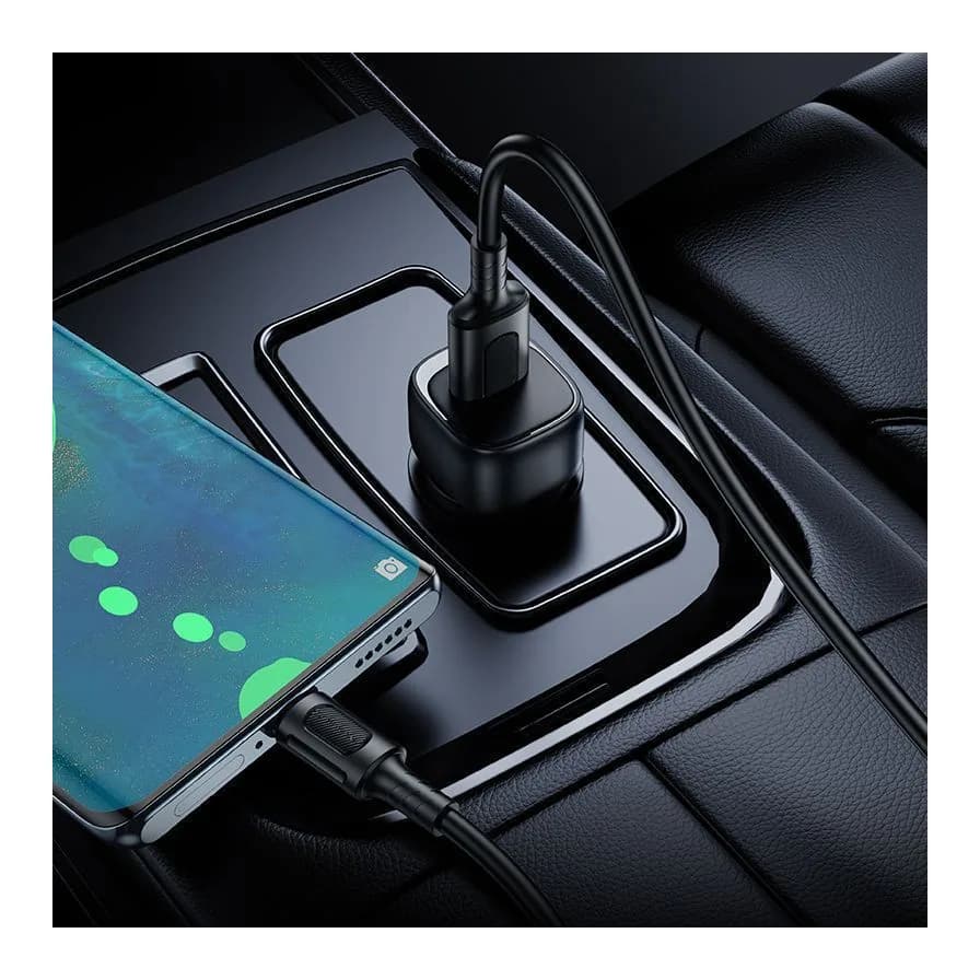 Автомобильное зарядное устройство Borofone BZ34 + кабель Type-C (черный)