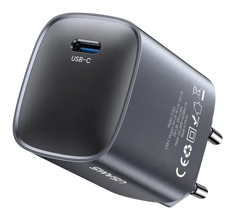 Адаптер питания сетевой Usams 45W GaN Fast Charger / CC323TC01 (серый)