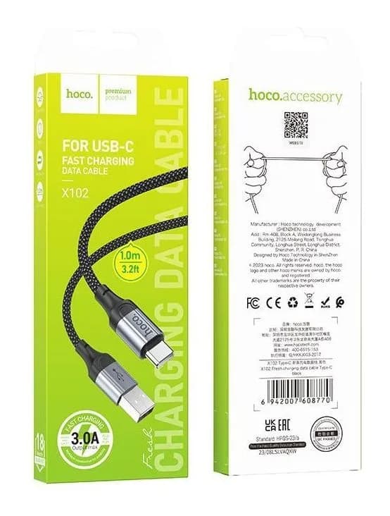 Зарядный кабель Hoco X102 Type-C (1м, черный)