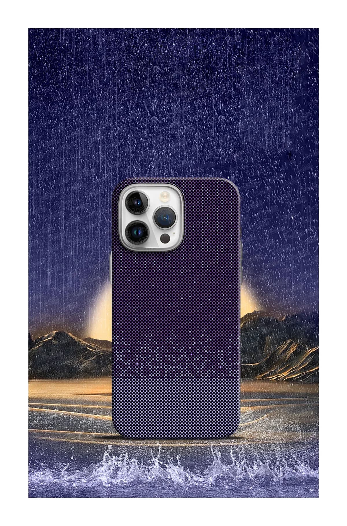 Чехол-накладка Luxo С MagSafe Карбоновый дождь LF76 для Apple iPhone 15 Pro (фиолетовый)