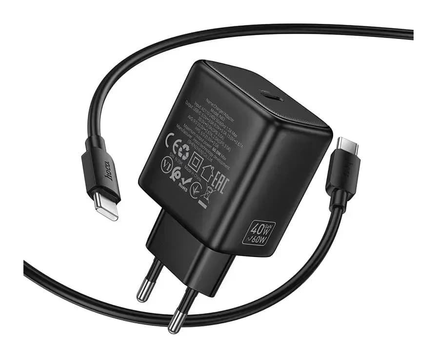 Зарядное устройство сетевое Hoco N83 + кабель Type-C-Type-C (черный)