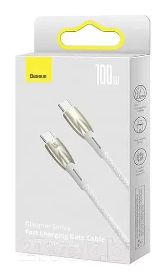 Зарядный кабель Baseus Glimmer Series Fast Charging Type-C to Type-C / CADH000802 (2м, белый)
