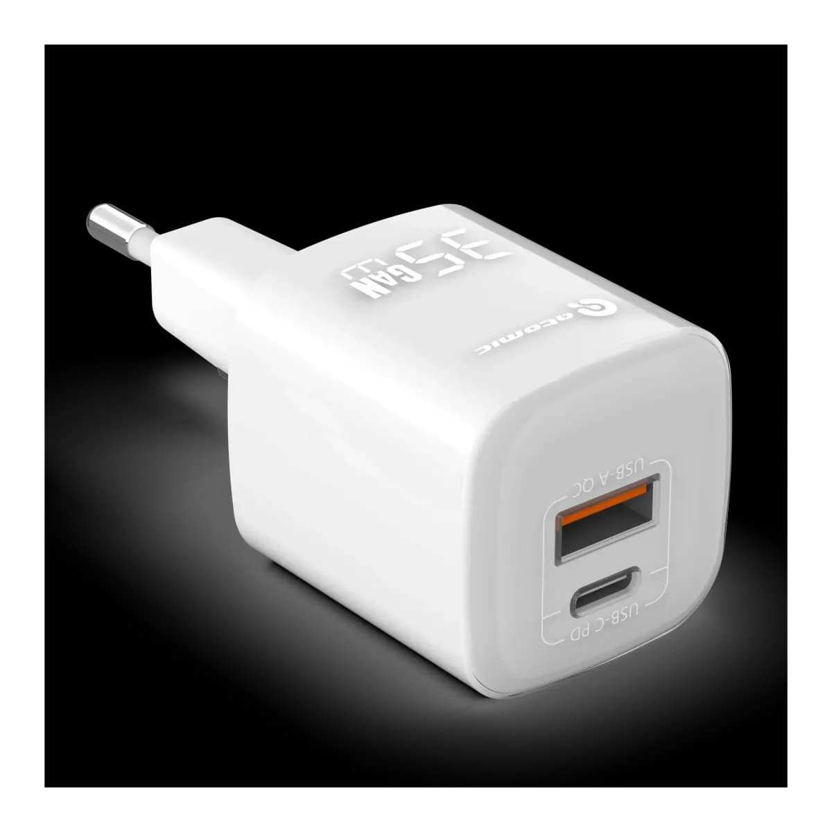 Зарядное устройство сетевое Atomic Crystal G351 GAN 35W USB A+C с кабелем USB С-С / 10.194 (белый)