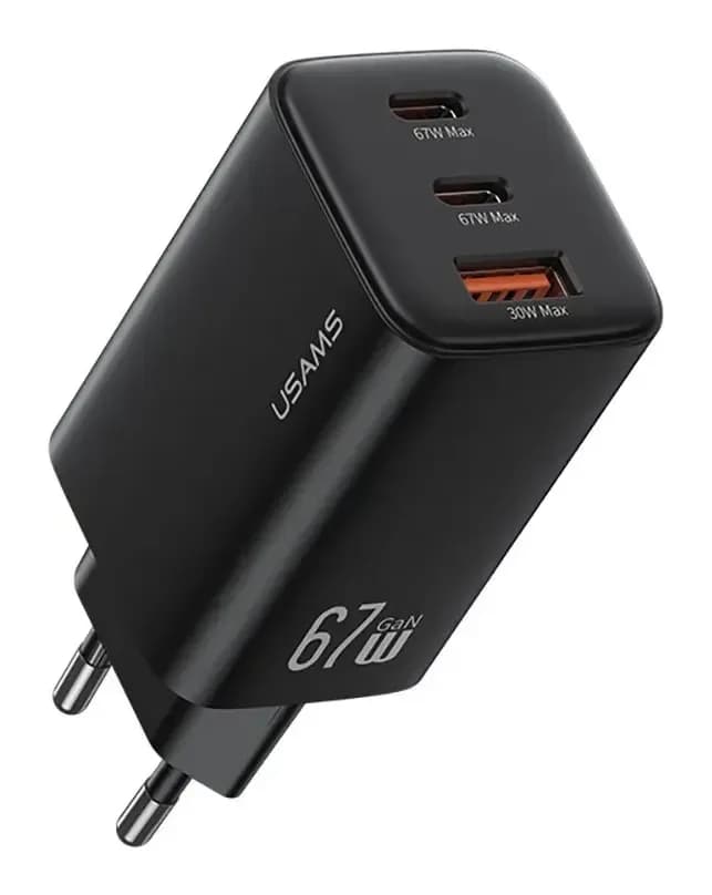 Адаптер питания сетевой Usams 67W GaN ACC Triple-Port Fast Charger / CC265TC01 (черный)