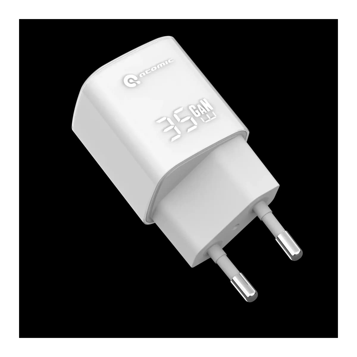 Зарядное устройство сетевое Atomic Crystal G351 GAN 35W USB A+C с кабелем USB С-С / 10.194 (белый)