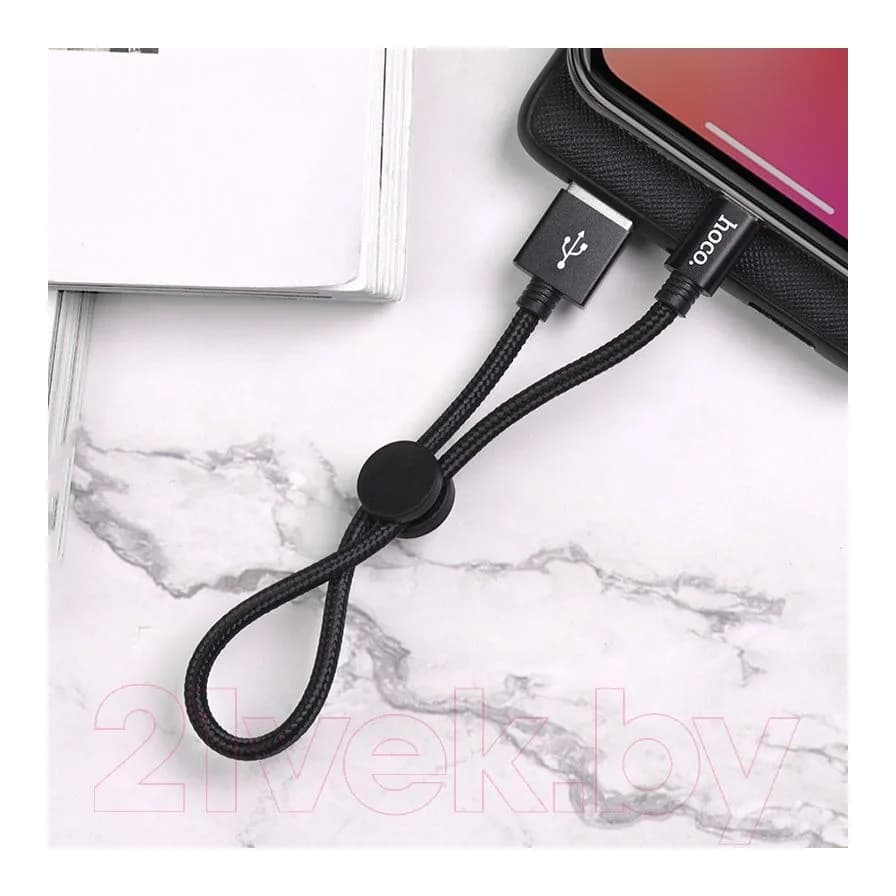 Зарядный кабель Hoco X35 AM-8pin Lightning (0.25м, черный)