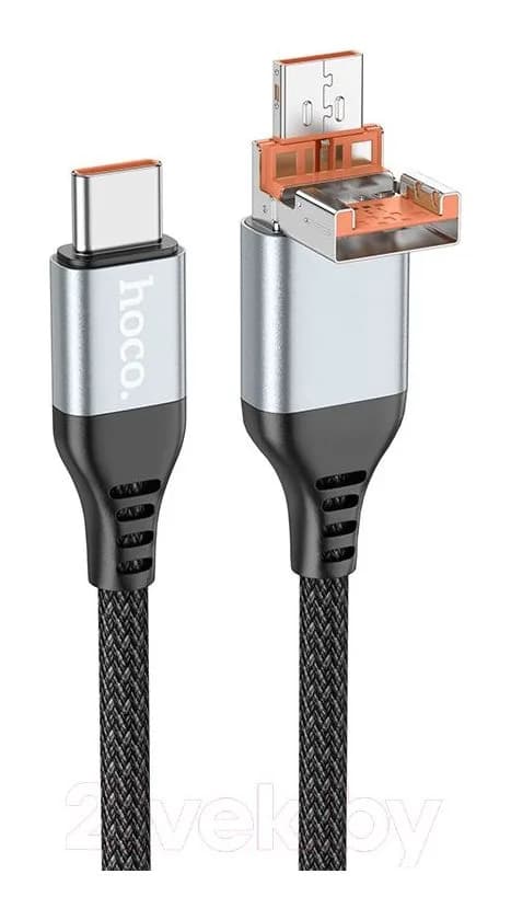 Зарядный кабель Hoco U128 2в1 USB/Type-C to Type-C (черный)