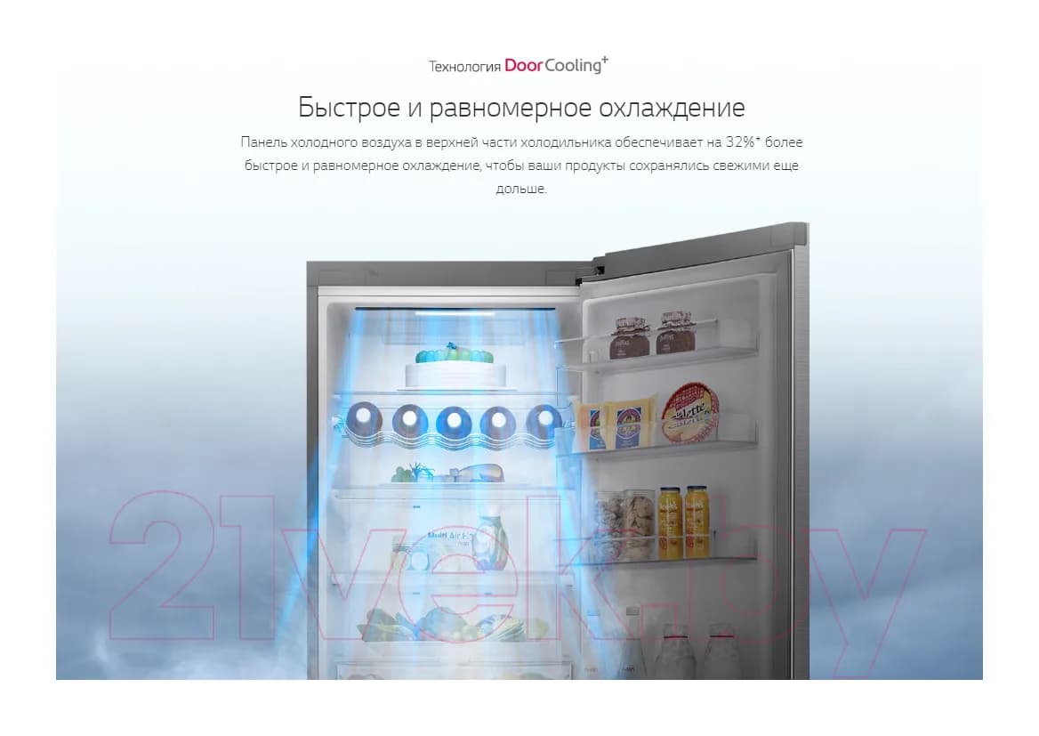 Холодильник с морозильником LG DoorCooling+ GA-B459MESL