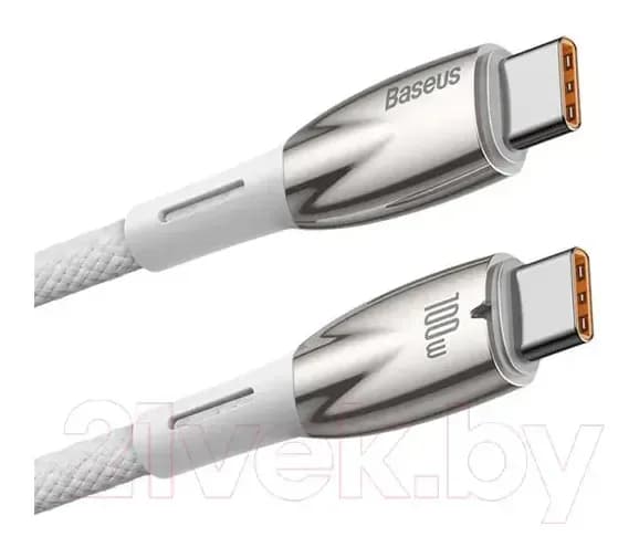 Зарядный кабель Baseus Glimmer Series Fast Charging Type-C to Type-C / CADH000802 (2м, белый)