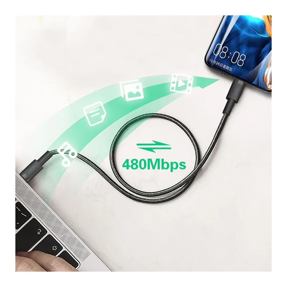 Зарядный кабель XO NB-Q199 100W Type-C Type-C (черный)