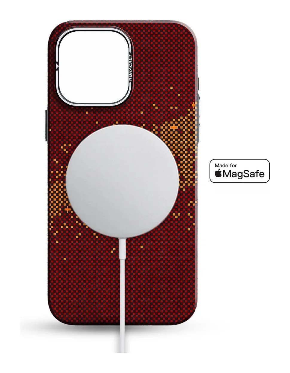 Чехол-накладка Luxo С MagSafe Карбоновая рябь J277 для Apple iPhone 15 Pro (бордовый)
