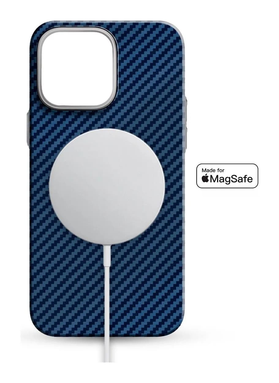 Чехол-накладка Luxo Карбоновые полосы J164 для iPhone 15 Pro Max (синий)