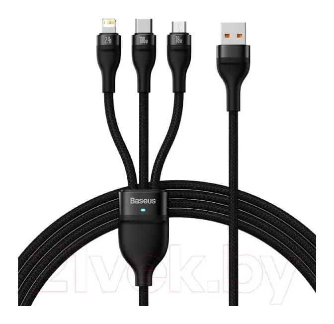 Зарядный кабель Baseus Flash Series II One-for-three / CASS030001 (1.2м, черный)