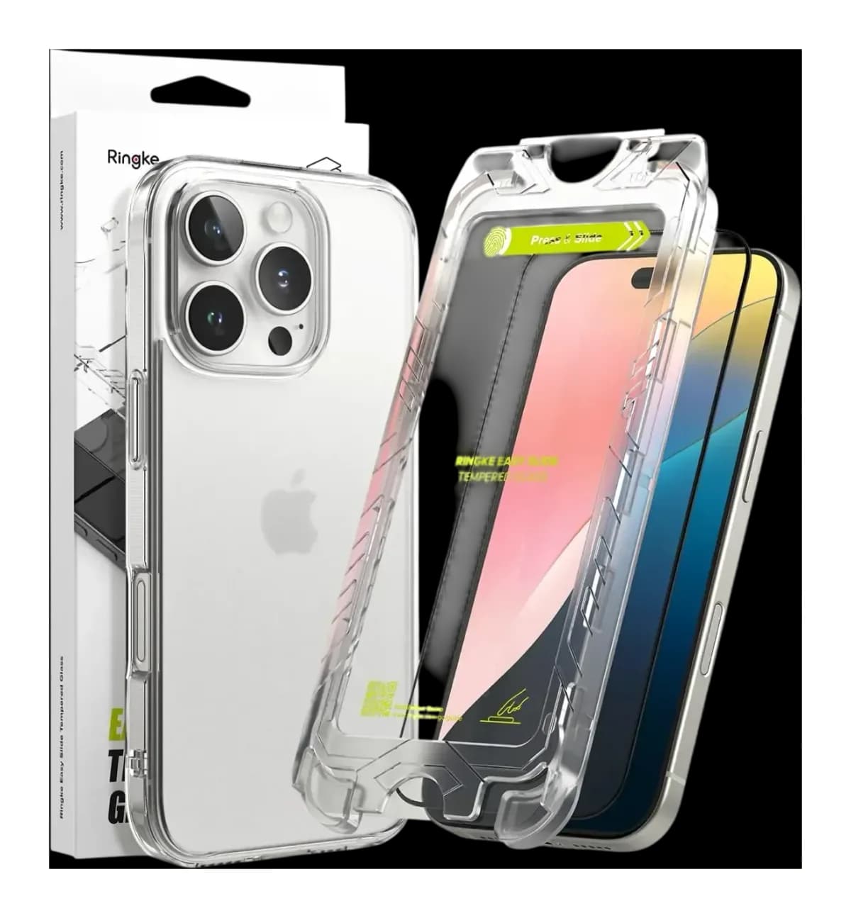 Защитное стекло для телефона Ringke Easy Slide для Iphone 16 Pro (2шт, черный)