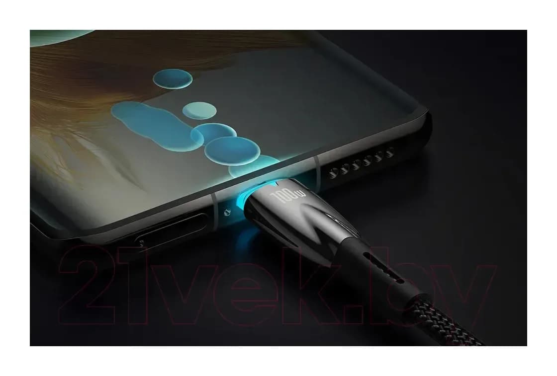 Зарядный кабель Baseus Glimmer Series Fast Charging Type-C to Type-C / CADH000801 (2м, черный)